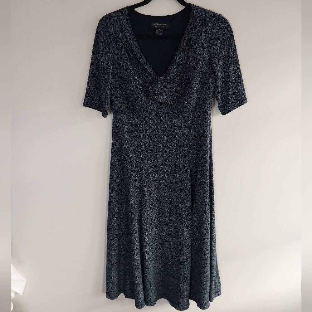 RB Collection New York Vintage Y2K Navy & White Fit & Flare Midi Dress